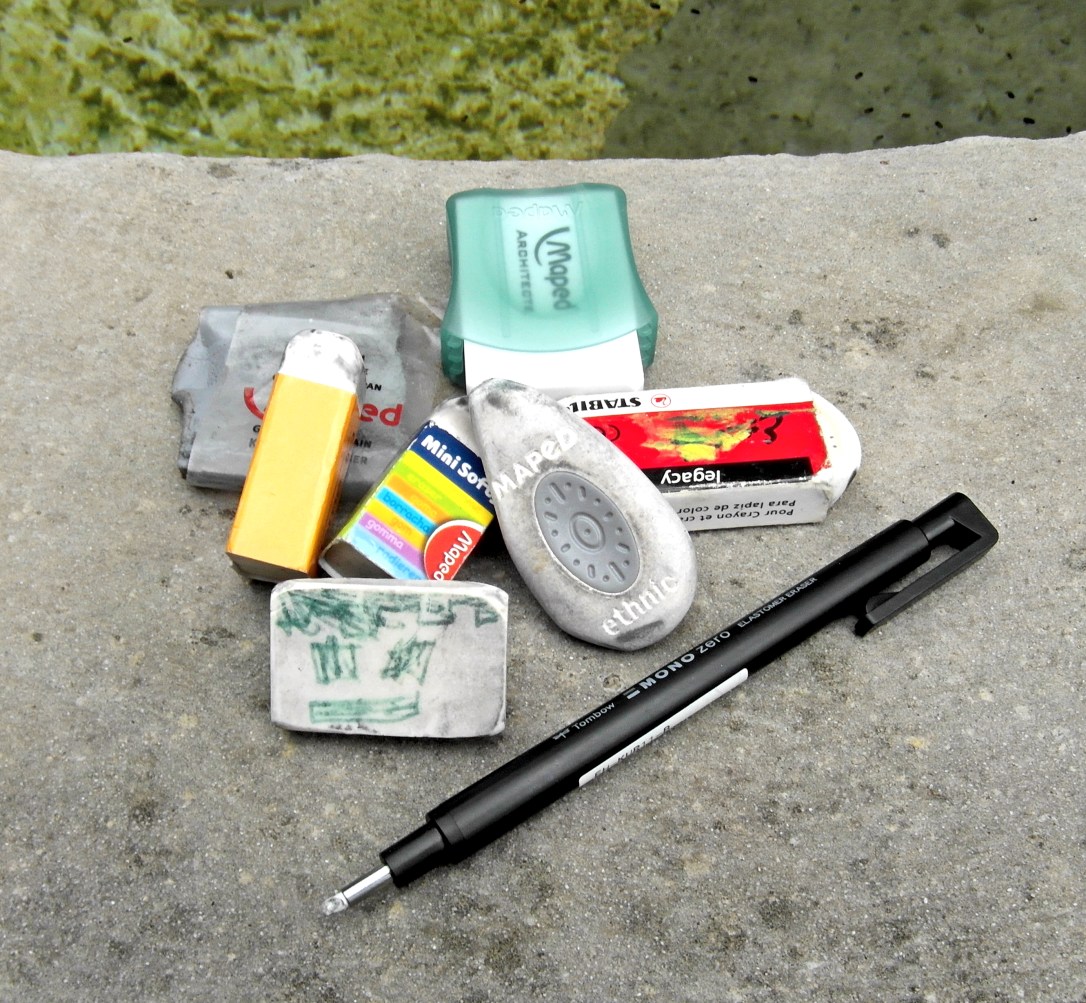 eraser pile